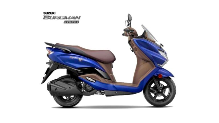 Suzuki Burgman 125 2025 top model parked on road with sporty design