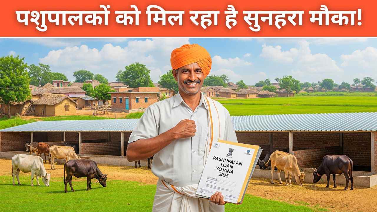 Indian farmer with cows under Pashupalan Loan Yojana 2025